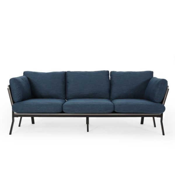 Navy midcentury sofa